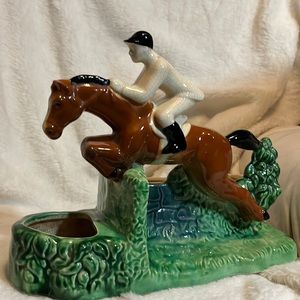 Mid century jockey jumping horse planter